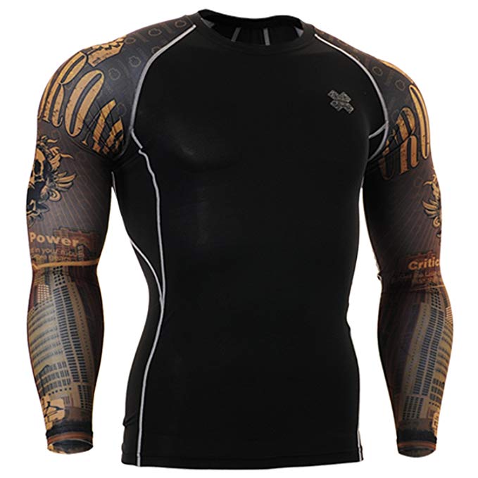 Fixgear Mens Womens Sport MMA Compression Base Layer T Shirt Long Sleeve S~4XL