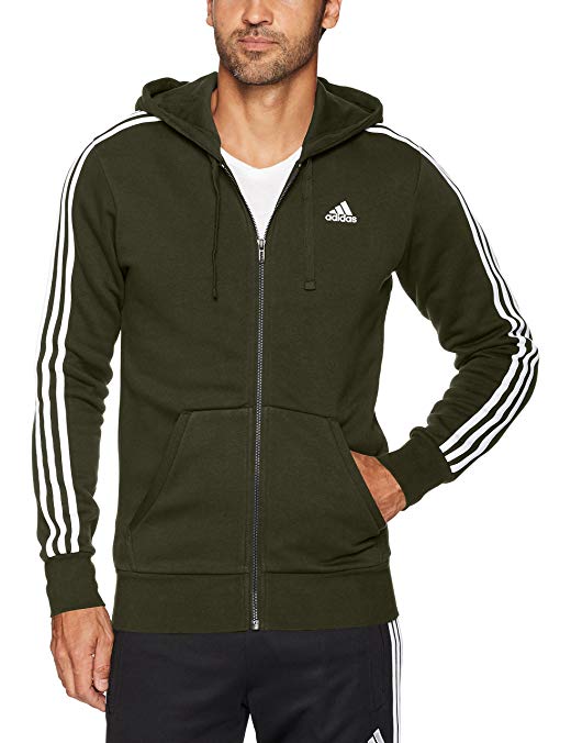 adidas Men's Essentials 3-Stripe Full Zip Fleece Hoodie