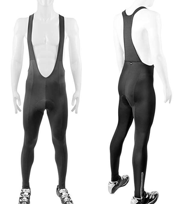 ATD Men's Bib Tights - Thermal Stretch Fleece PADDED for Cycling