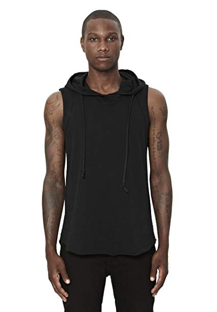 UNCOMMON THRDS Mens Tank Hoodie with Scooped Hem