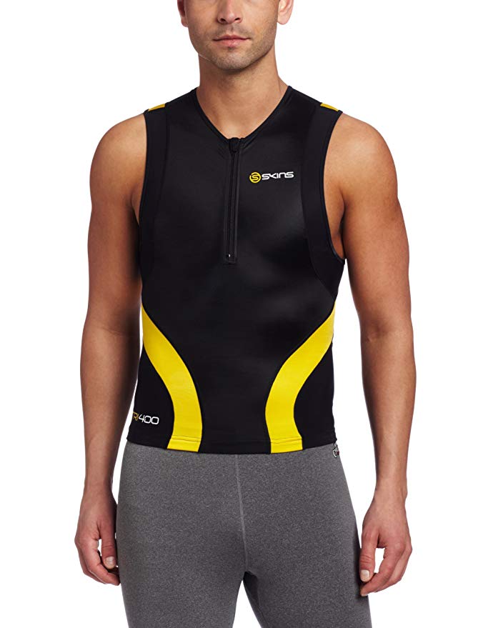 Skins Men's TRI400 Compression Sleeveless Front Zip Top